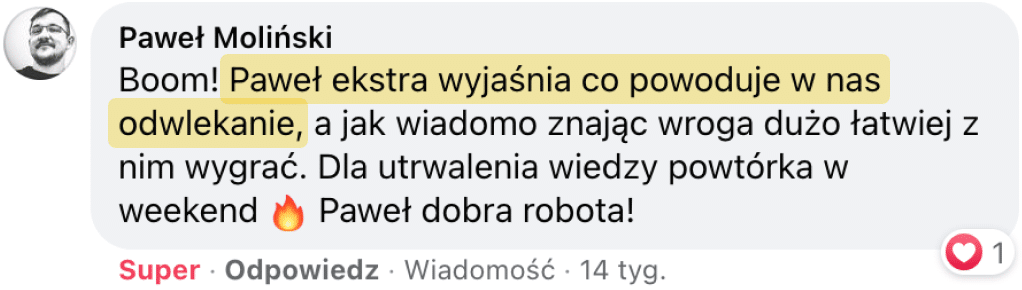 Paweł Moliński — opinia o Antyprokrastynacji.